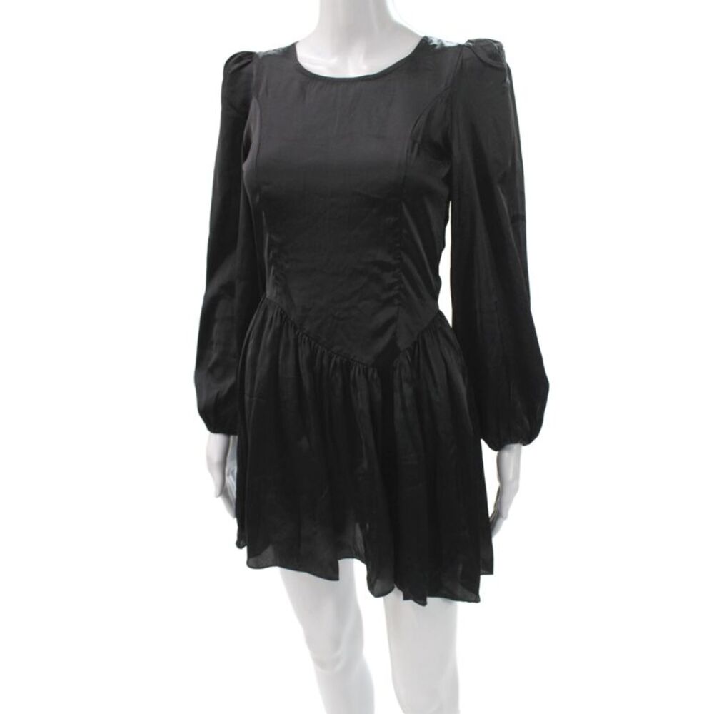 Love Shack Fancy Womens Fit & Flare Mini Black Dress Long Sleeve Button Size 0